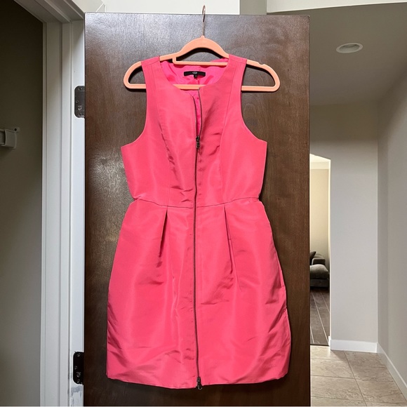 Tibi Flamingo Pink Silk Faille Sleeveless Dress - Picture 2 of 6